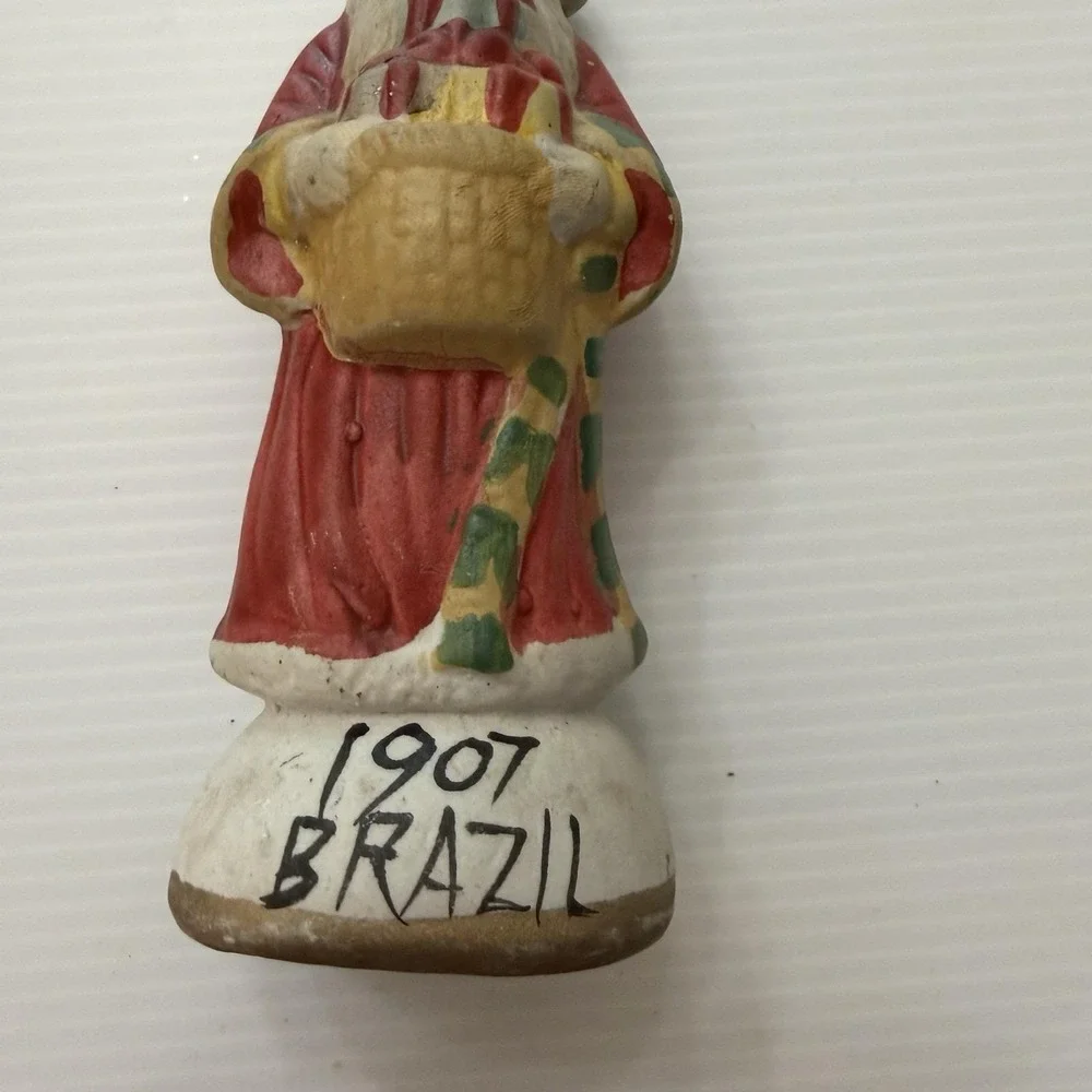Vintage Santa Claus Figurine 1907 Brazil Folk Art Style Christmas Decor